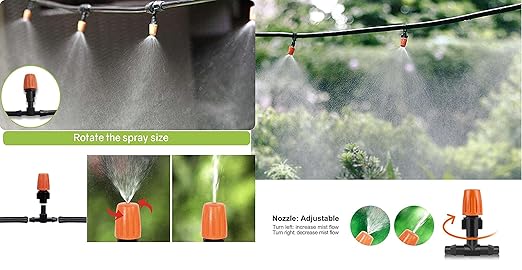 Garden Water Sprinkler Kit With Plant Water Dropper Adjustable Spray Nozzle(8 M,10 POINTS)
