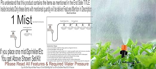 Garden Water Sprinkler Kit With Plant Water Dropper Adjustable Spray Nozzle(8 M,10 POINTS)