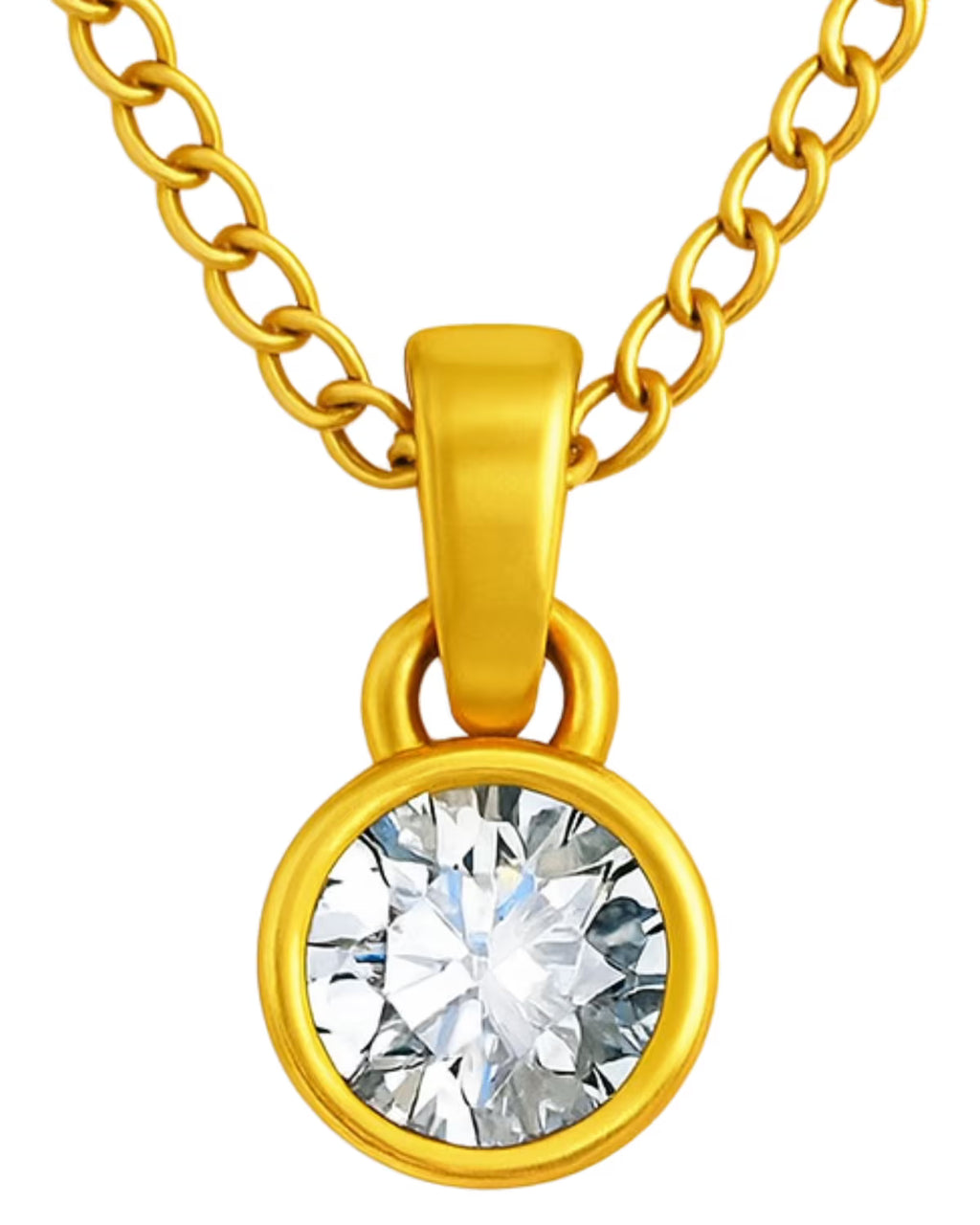 Clear Quartz (White) Birthstone Pendant with gold plated chain included