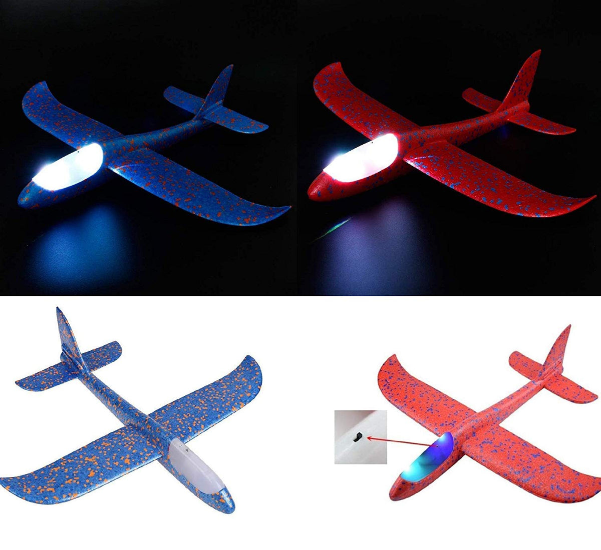 Large Hand Throwing LED Foam Plane pack of 1 (random colour)