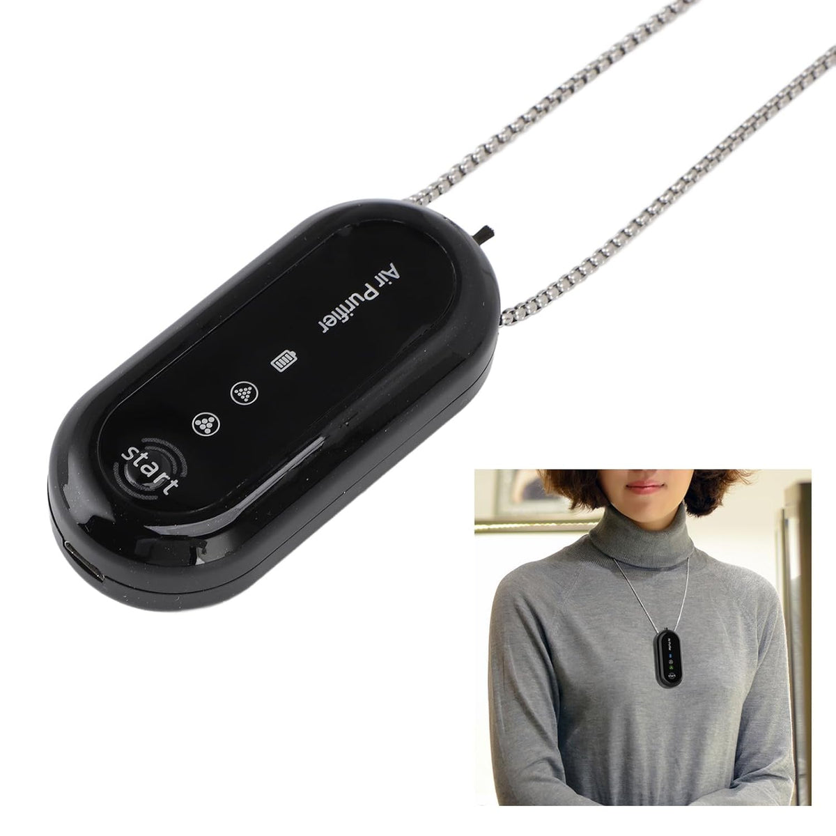 Wearable Air Purifier, Portable Air Purifier Necklace USB Rechargeable for Travel Outdoor