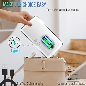 HanGlow Car Vanity Mirror With Lights Makeup Mirror with 3 Light Modes