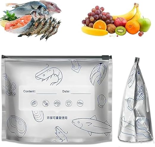 Reusable Aluminum Food Storage Bag, Stand Up Foil Sealable Bags with Zip Lock pack of 10