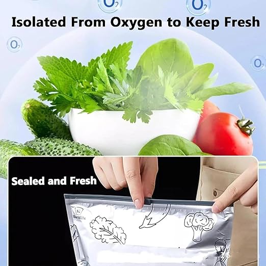 Reusable Aluminum Food Storage Bag, Stand Up Foil Sealable Bags with Zip Lock pack of 10