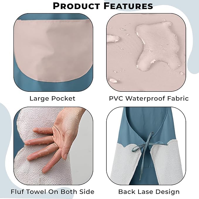 Waterproof Kitchen Apron for Women with Big Front Pocket  Pack Of 2