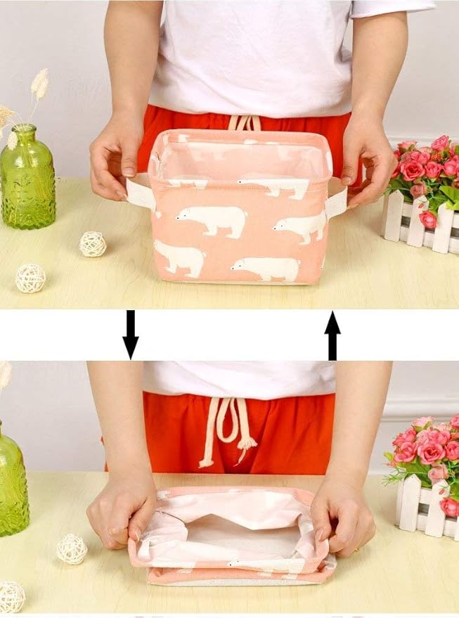 Folding Cotton Linen Storage Bag in assorted colors (PACK OF 2)