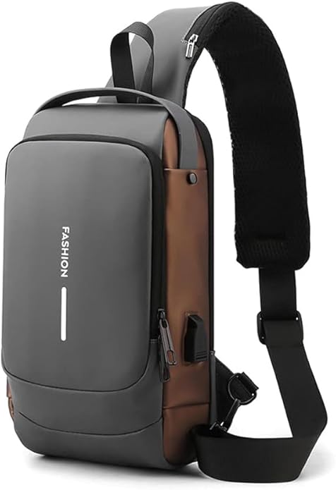 Multifunction Waterproff Sling Bag, USB Charging Sport Sling Anti-Theft Shoulder Bags