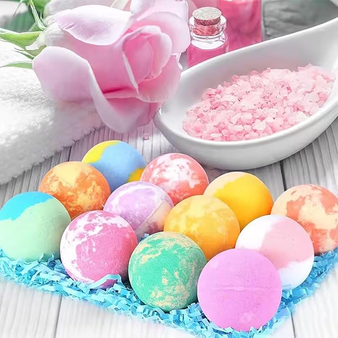12 Colourful Bath Balls With Different Scents With Hidden Animal Toys