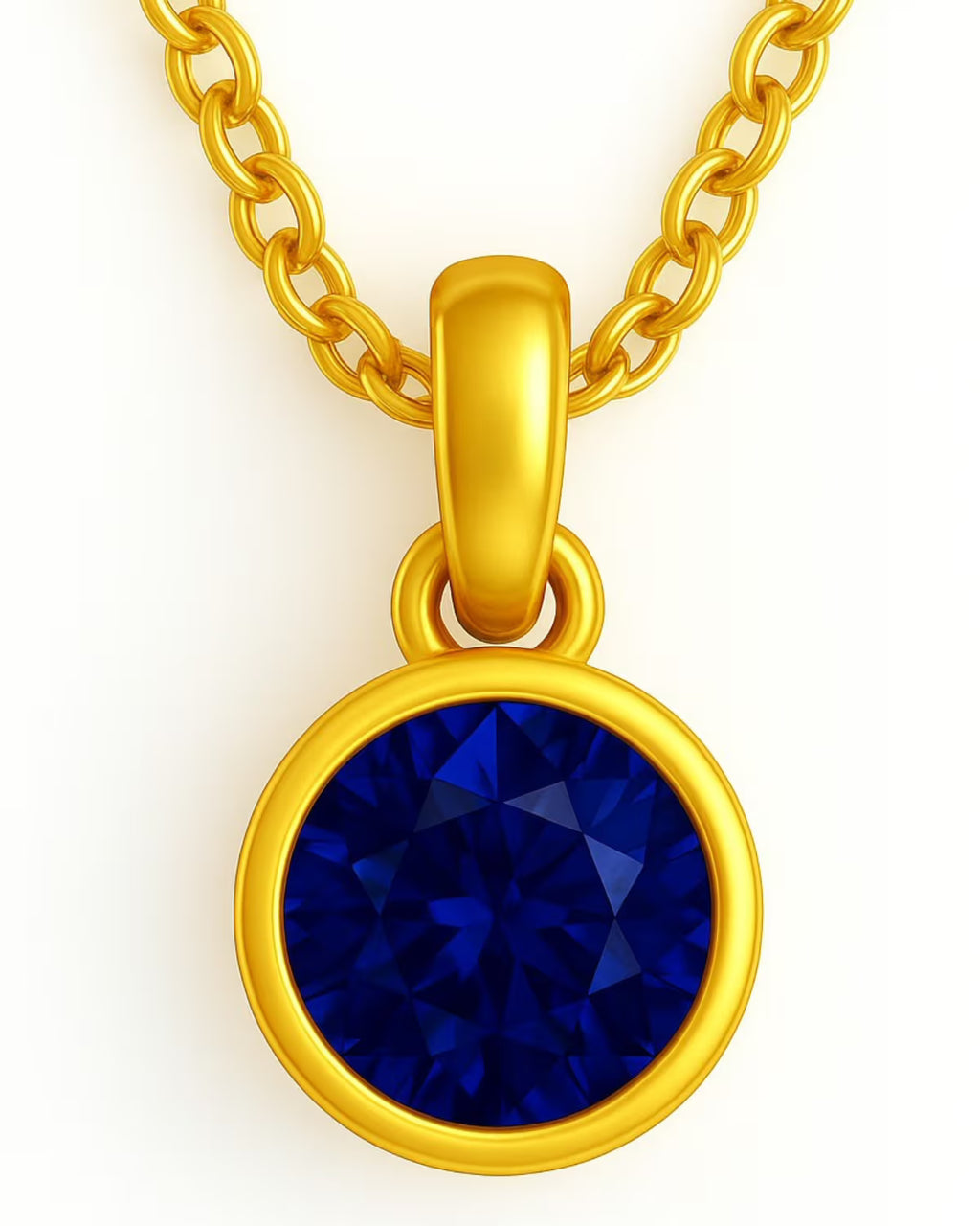 Sapphire (Blue) Birthstone Pendant with gold plated chain included