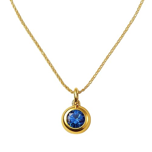 Sapphire (Blue) Birthstone Pendant with gold plated chain included