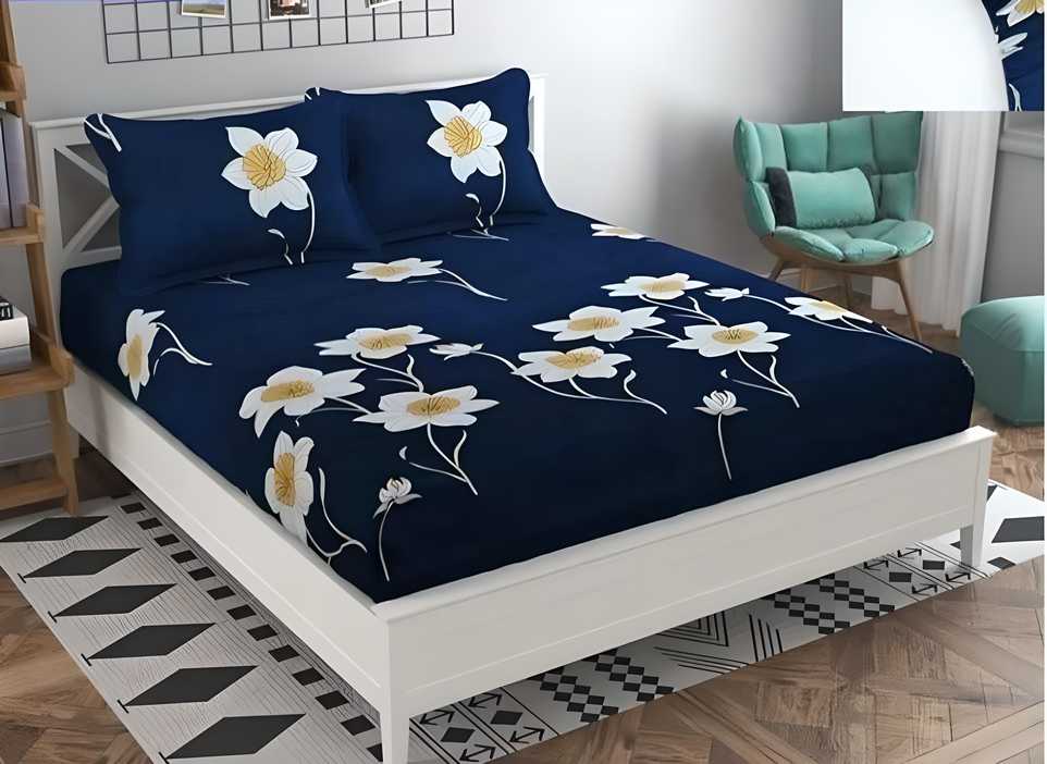 NAVY BLUE  DOUBLE BED SHEET