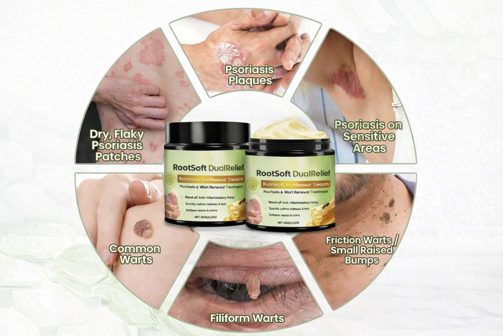 RootSoft DualRelief Cream, Professional Psoriasis & Wart Renewal Treatment Cream Natural Ingredients for All Skin Types (pack of 2)