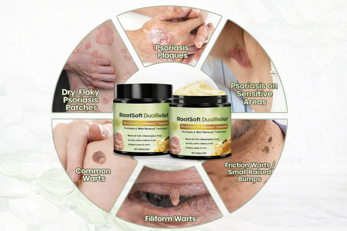 RootSoft DualRelief Cream, Professional Psoriasis & Wart Renewal Treatment Cream Natural Ingredients for All Skin Types (pack of 2)