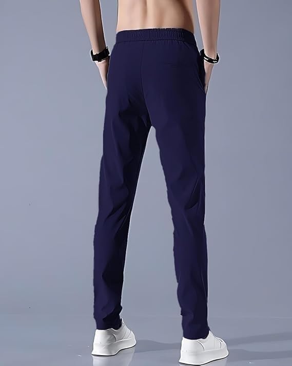 Men’s Lycra Solid Track Pants navy blue pack of 1
