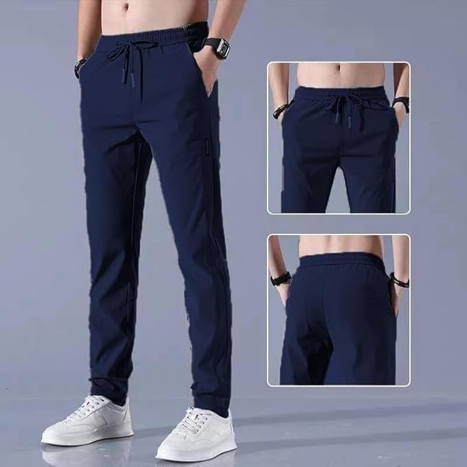 Men’s Lycra Solid Track Pants navy blue pack of 1