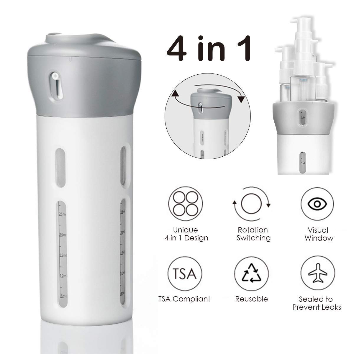 4 in 1 Travel Dispenser Bottle Set Refillable (RANDOM COLOR)