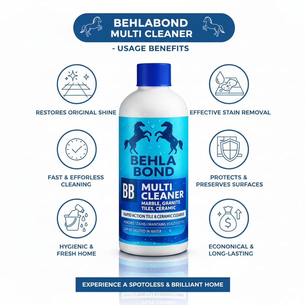 Multi Cleaner Bhela  Bond Liquid for Tiles, Marble, Granite & Ceramic Floors 200ml each pack of 2