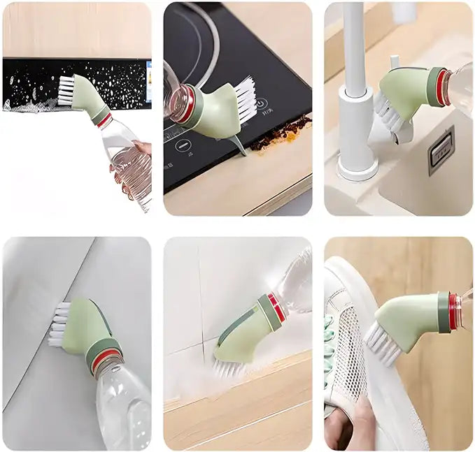 Multi-use Cleaning Brush in assorted colors Can Be Connected to Mineral Water Bottle (Pack of 2)