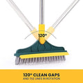 2-in-1 Bathroom Floor Cleaning Brush with Long Handle, 120° Rotating Head