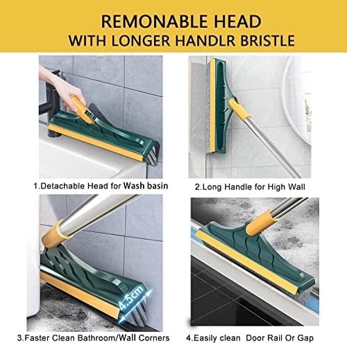 2-in-1 Bathroom Floor Cleaning Brush with Long Handle, 120° Rotating Head