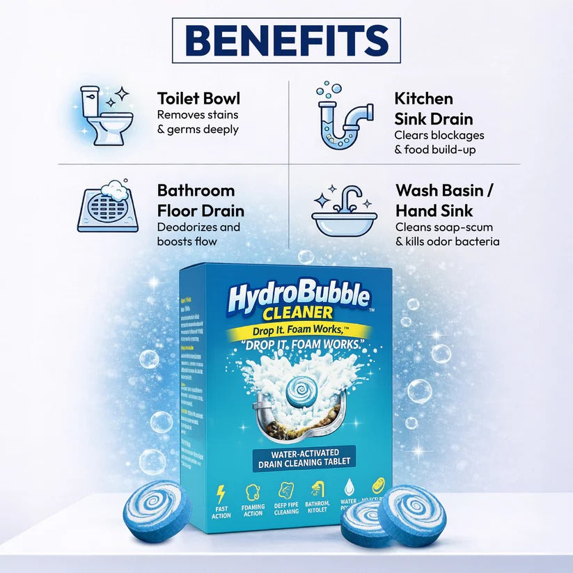 HydroBubble Cleaner – Water-Activated Drain Cleaning Tablet (BUY 1 GET 1 FREE)