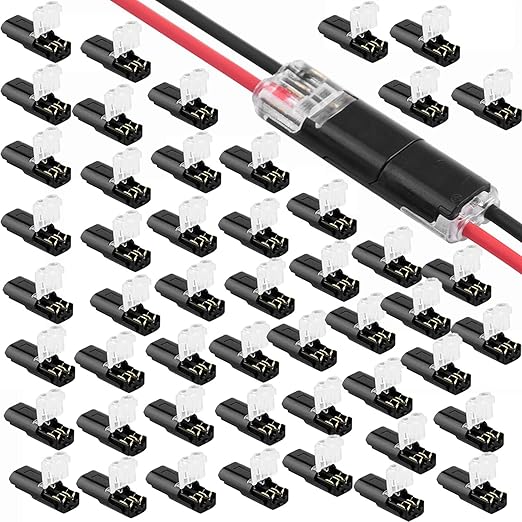 Double-Wire Plug-in Connector with Locking Buckle - Pluggable LED Wire Connectors pack of 12