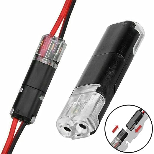 Double-Wire Plug-in Connector with Locking Buckle - Pluggable LED Wire Connectors pack of 12