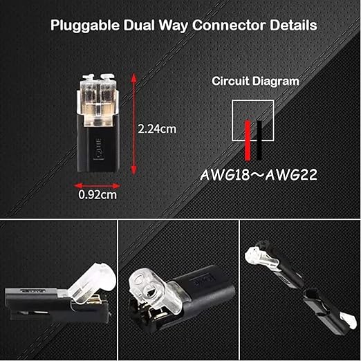 Double-Wire Plug-in Connector with Locking Buckle - Pluggable LED Wire Connectors pack of 12