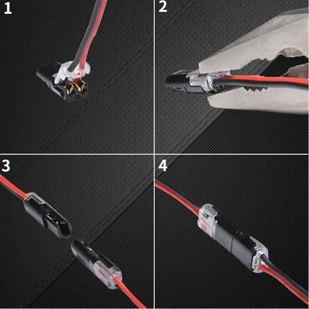 Double-Wire Plug-in Connector with Locking Buckle - Pluggable LED Wire Connectors pack of 12