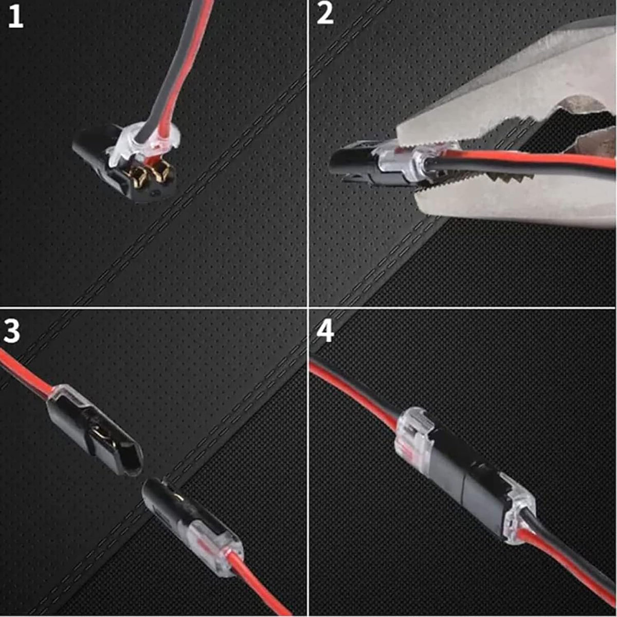 Double-Wire Plug-in Connector with Locking Buckle - Pluggable LED Wire Connectors pack of 12