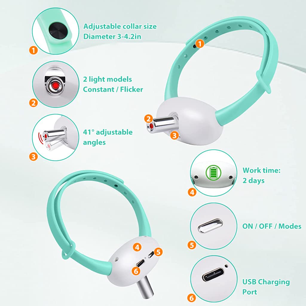 Cat Toys for Kitten Cat Collar with Laser Light Cat Teaser Adjustable Cat Collar Toy Chasing Toy Self-Entertainment