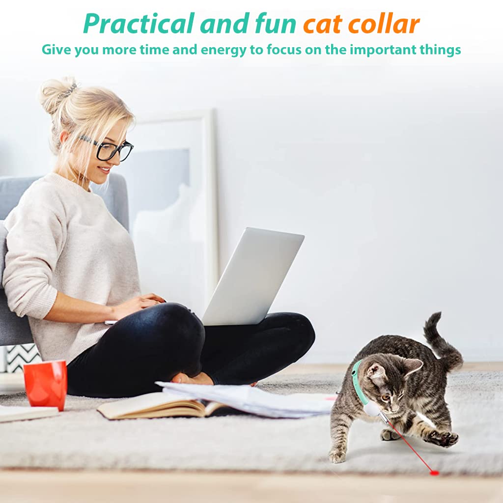 Cat Toys for Kitten Cat Collar with Laser Light Cat Teaser Adjustable Cat Collar Toy Chasing Toy Self-Entertainment