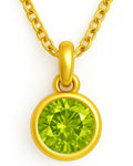 Peridot (Green) Birthstone Pendant with gold plated chain included