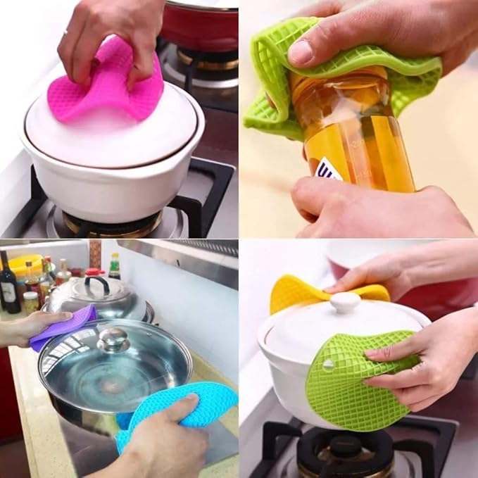 Silicon Heat Resistant Hot Pot Holder Coaster for Kitchen Utensil pack of 2(random color)