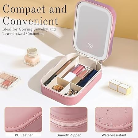 HanGlow LED Mirror Cosmetic Organizer Case (RANDOM COLOR)