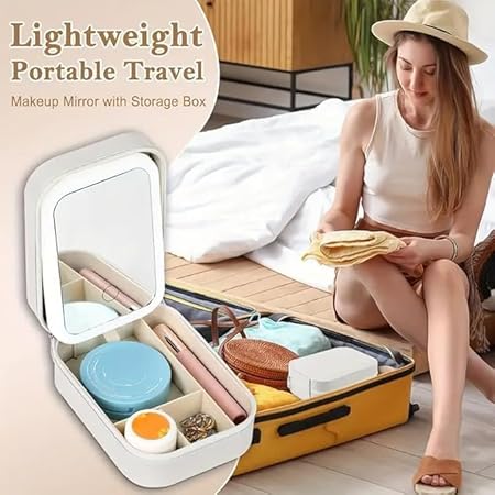 HanGlow LED Mirror Cosmetic Organizer Case (RANDOM COLOR)