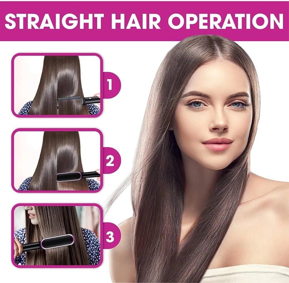 Straightener Heated Electric Comb PACK OF 1 (RANDOM COLOURS)