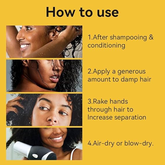 Black Castor Oil Curling Cream - Curl Enhancer & Frizz Control For Curly Hair, Defines Curls Styling Cream 50ml each pack of 1