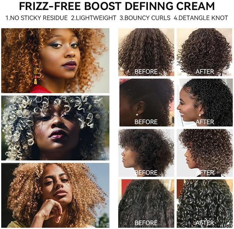 Black Castor Oil Curling Cream - Curl Enhancer & Frizz Control For Curly Hair, Defines Curls Styling Cream 50ml each pack of 1