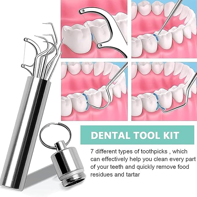 7 in 1 Dental Tools Kit Professional Stainless Steel Teeth Cleaning Kit