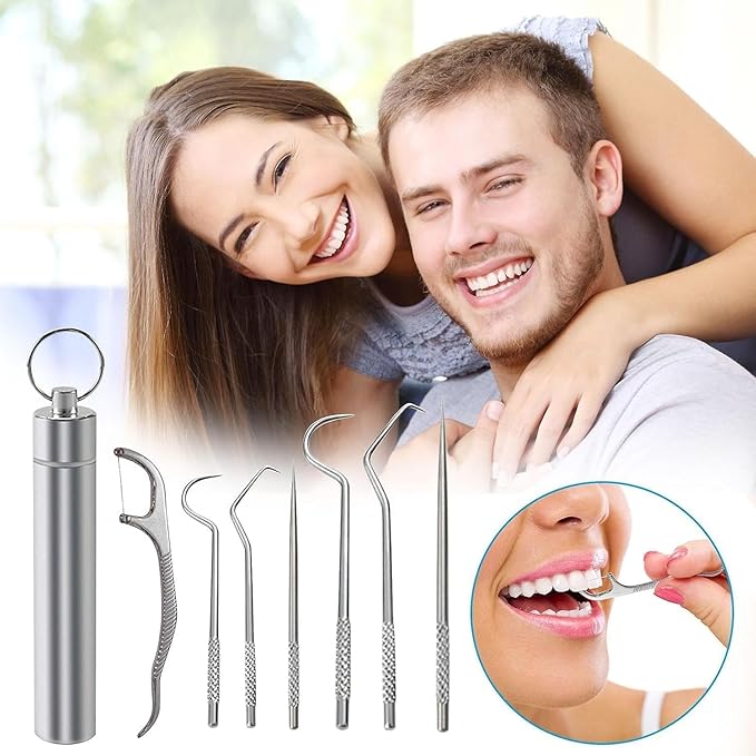 7 in 1 Dental Tools Kit Professional Stainless Steel Teeth Cleaning Kit