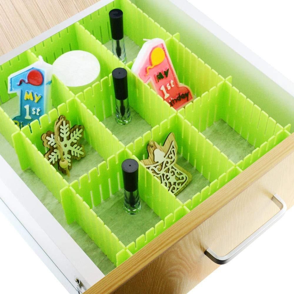 8 Pcs Adjustable Drawer Organiser Dividers in assorted color