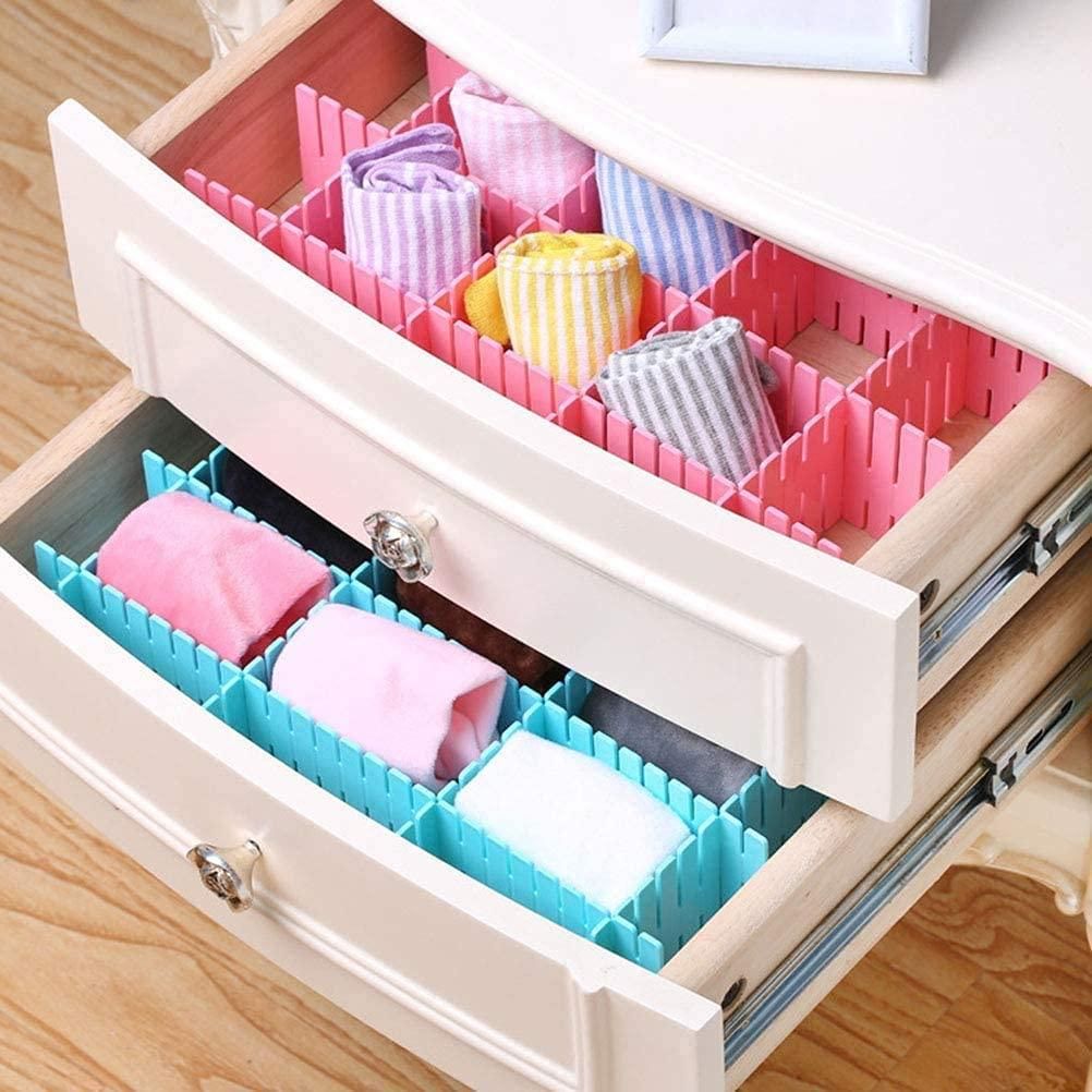 8 Pcs Adjustable Drawer Organiser Dividers in assorted color