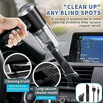 vaccum cleaner,Handheld Vacuum Car Cleaner Air Duster Wireless Rechargeable Home Pet Hair Vacuum with Powerful Cyclonic (2 in 1 Vaccum)