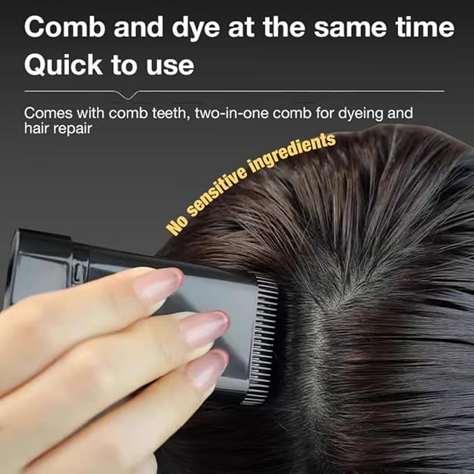 2 in 1 Hair Color Stick Hair Dye Stick Comb, Waterproof and Sweat-Proof Hairs Dyes Comb, Touch-Up Hair Dye Applicator, Best Hair Care, Black Hairs Women & Men (Black, 20 gm)