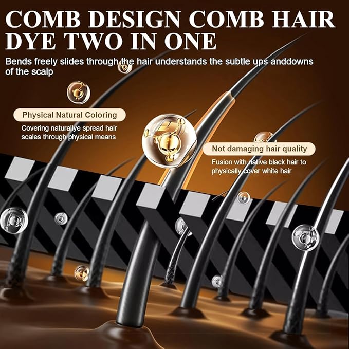2 in 1 Hair Color Stick Hair Dye Stick Comb, Waterproof and Sweat-Proof Hairs Dyes Comb, Touch-Up Hair Dye Applicator, Best Hair Care, Black Hairs Women & Men (Black, 20 gm)
