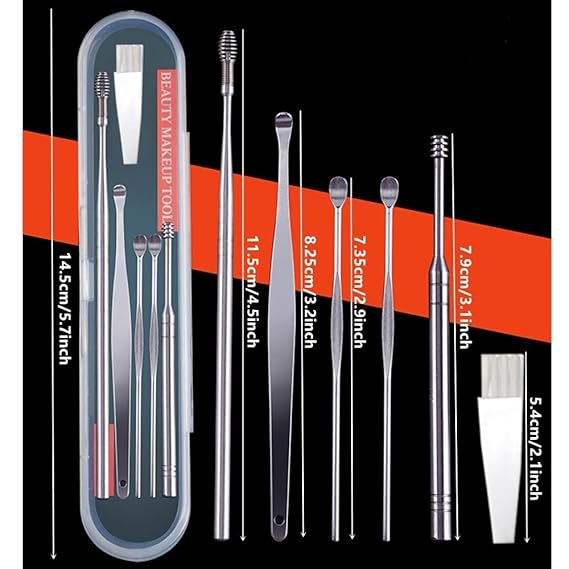 Ear Wax Cleaner, Ear Pick Earwax Removal Kit, Ear Cleaning Tool Set, Ear Curette Ear Wax Remover Tool with a Storage Box