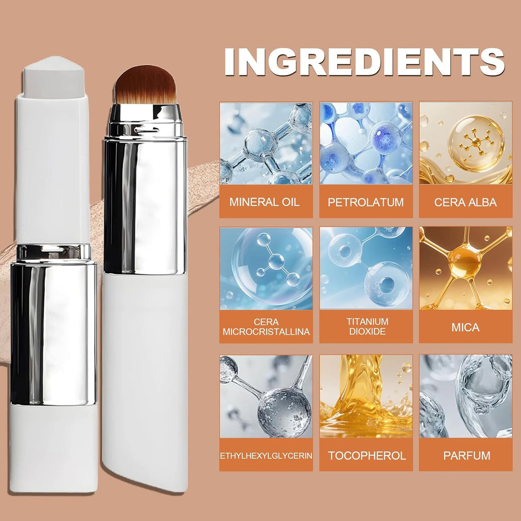 Color Changing Cover Cream Stick - Color-Changing Foundation Full to Medium Coverage with Detachable Brush - Moisturizing Makeup (Natural)