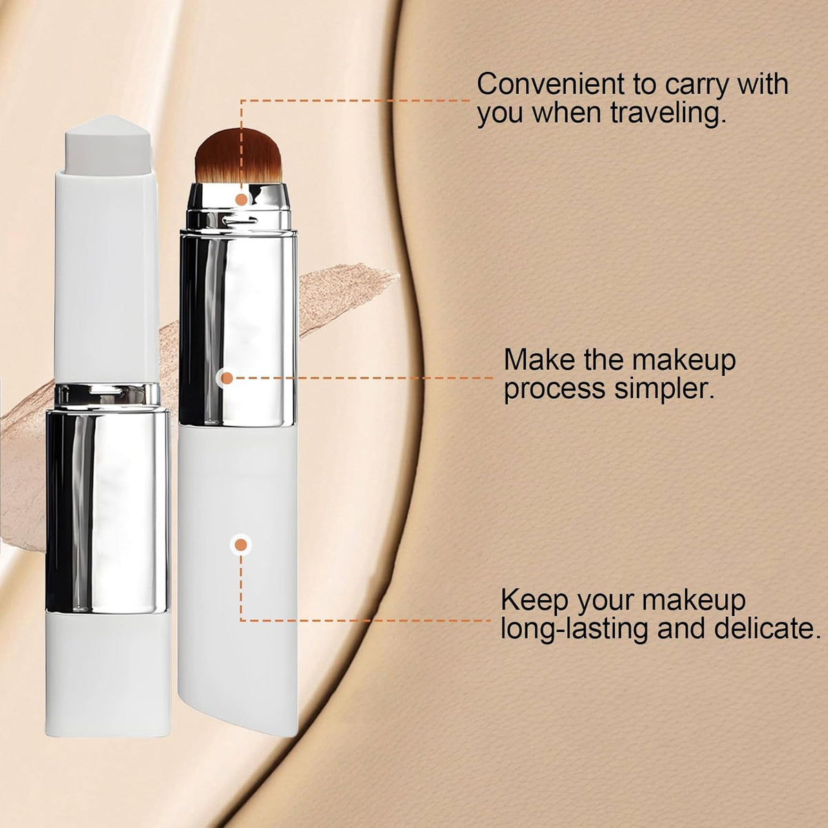 Color Changing Cover Cream Stick - Color-Changing Foundation Full to Medium Coverage with Detachable Brush - Moisturizing Makeup (Natural)