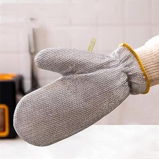Wire Dishwashing Glove Stainless Steel Scrubber Mitt for Tools pack of 2